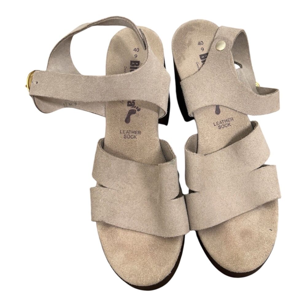 Bionatura Brown Leather Sandals 9 Made in Italy Neutral Heel Basic Euro Summer